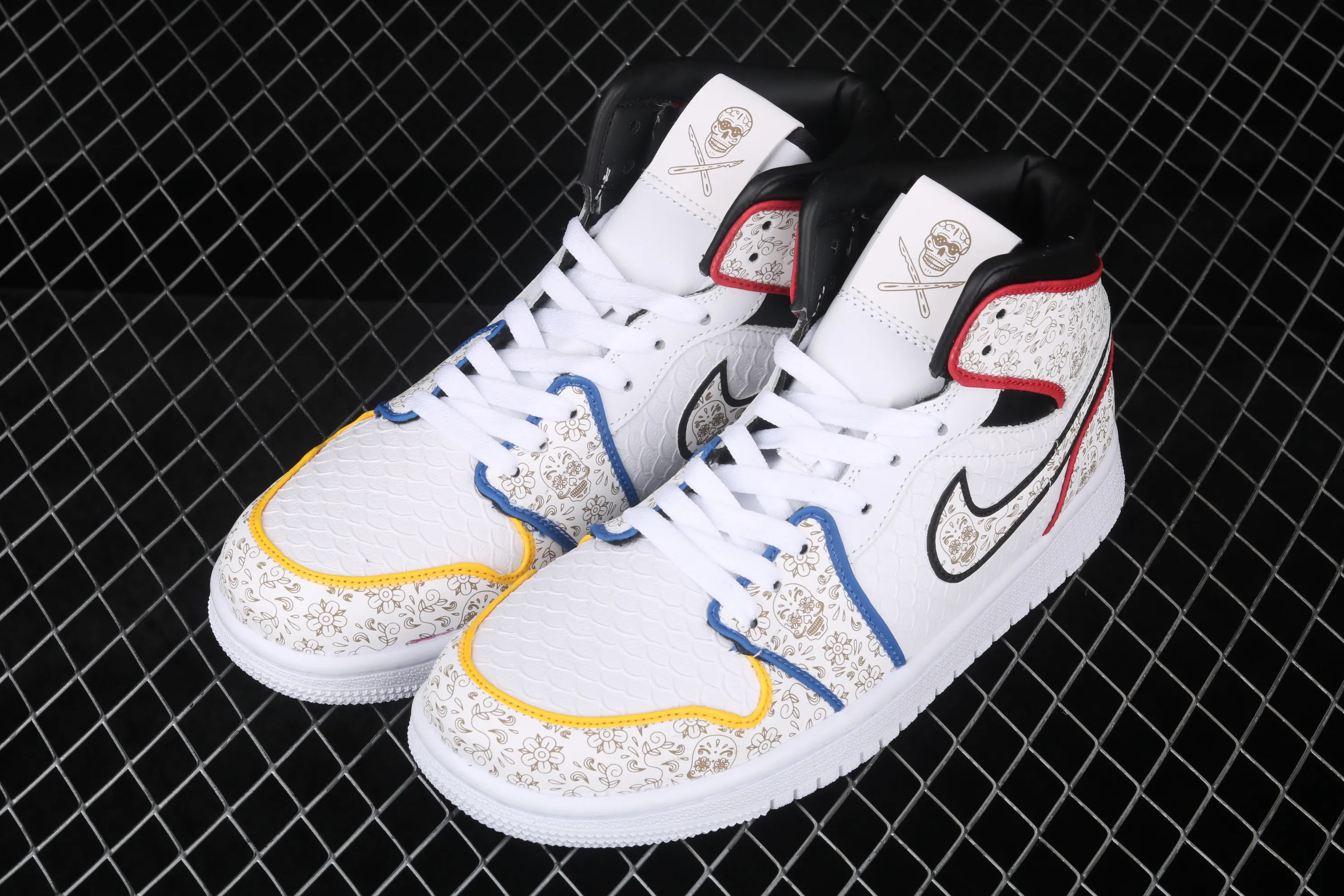 All categories Air Jordan Jordan series basketball shoes Air Jordan 1 Mid The Shoe Surgeon x Air Jordan 1 "Day of the Dead" AJ1 Joe 1 Day of the Dead retro high-top versatile cultural basketball shoes BQ6827-100